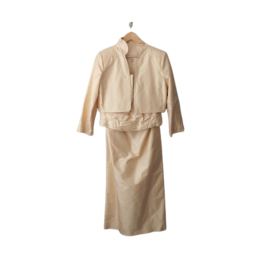 Marisa Baratelli 3 Piece 100% Thai Silk Jacket (size 12) Top, Skirt (size 14)
